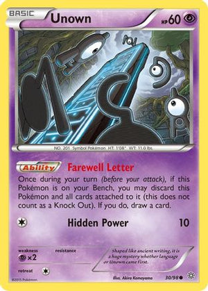 Unown 030/98  - Reverse Holofoil XY  Ancient Origins - Common