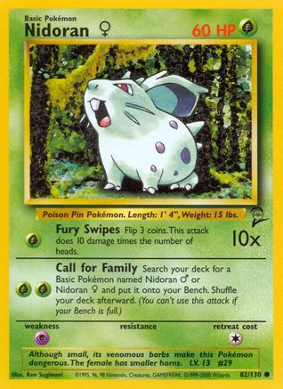 Nidoran F 082/130  Base Set 2 - Common