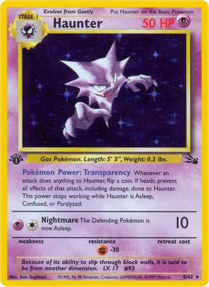 Haunter 6/62  - 1st Edition Holofoil Fossil - Holo Rare