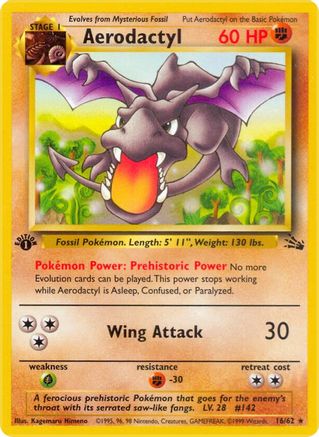Aerodactyl 16/62  - 1st Edition Fossil - Rare