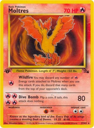 Moltres 27/62  - 1st Edition Fossil - Rare