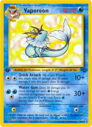 Vaporeon 28/64  - 1st Edition Jungle - Rare