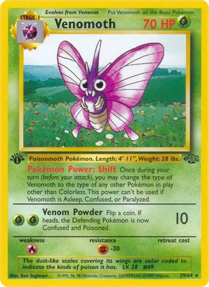 Venomoth 29/64  - 1st Edition Jungle - Rare