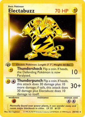Electabuzz 20/102  - 1st Edition Base Set Shadowless - Rare