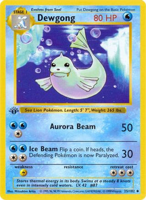 Dewgong 25/102  - 1st Edition Base Set Shadowless - Uncommon