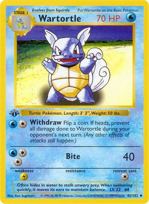 Wartortle 42/102  - 1st Edition Base Set Shadowless - Uncommon