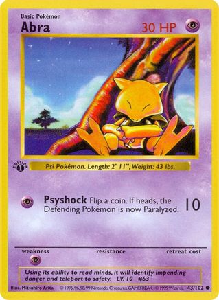 Abra 43/102  - 1st Edition Base Set Shadowless - Common