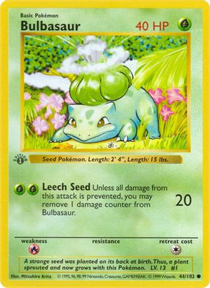 Bulbasaur 44/102  - 1st Edition Base Set Shadowless - Common