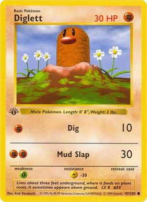 Diglett 47/102  - 1st Edition Base Set Shadowless - Common