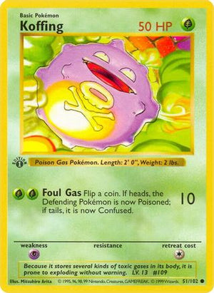 Koffing 51/102  - 1st Edition Base Set Shadowless - Common