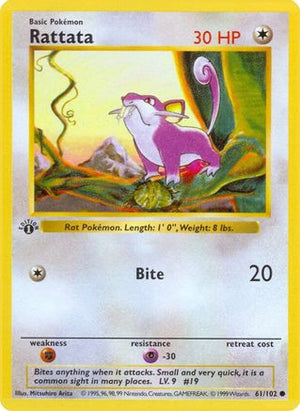 Rattata 61/102  - 1st Edition Base Set Shadowless - Common