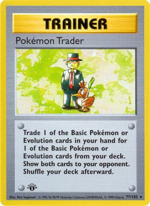Pokemon Trader 77/102  - 1st Edition Base Set Shadowless - Rare