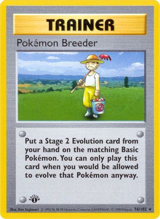 Pokemon Breeder 76/102  - 1st Edition Base Set Shadowless - Rare