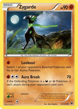 Zygarde (52) (52) 052/124  - Reverse Holofoil XY  Fates Collide - Uncommon