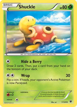 Shuckle 001/124  - Reverse Holofoil XY  Fates Collide - Uncommon
