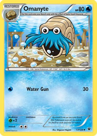 Omanyte 017/124  - Reverse Holofoil XY  Fates Collide - Uncommon
