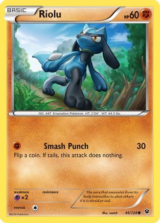 Riolu (46) (46) 046/124  - Reverse Holofoil XY  Fates Collide - Common