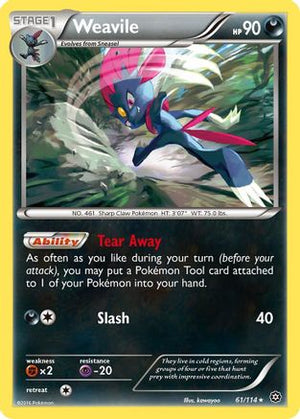 Weavile 061/114  - Reverse Holofoil XY  Steam Siege - Rare