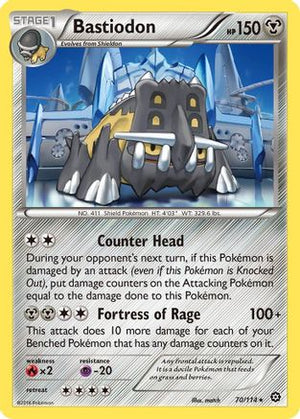 Bastiodon 070/114  - Reverse Holofoil XY  Steam Siege - Rare