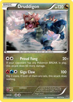 Druddigon 083/114  - Reverse Holofoil XY  Steam Siege - Rare
