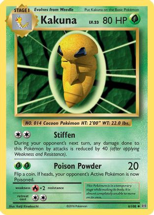Kakuna 006/108  - Reverse Holofoil XY  Evolutions - Uncommon