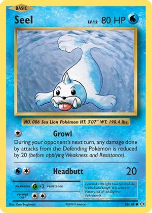 Seel 028/108  - Reverse Holofoil XY  Evolutions - Common