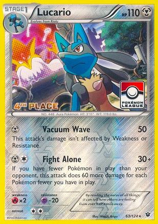 Lucario (Pokemon League) [4th Place] 063/124  - Reverse Holofoil League & Championship Cards - Promo
