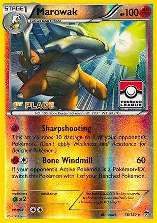 Marowak (Pokemon League) [1st Place] 078/162  - Reverse Holofoil League & Championship Cards - Promo