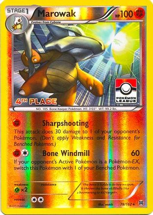Marowak (Pokemon League) [4th Place] 078/162  - Reverse Holofoil League & Championship Cards - Promo