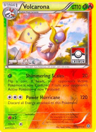Volcarona (Pokemon League) [2nd Place] 015/114  - Reverse Holofoil League & Championship Cards - Promo
