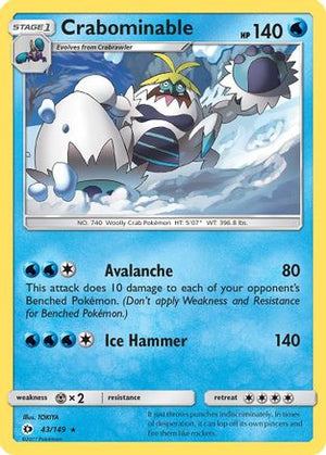 Crabominable 043/149  - Reverse Holofoil SM Base Set - Rare