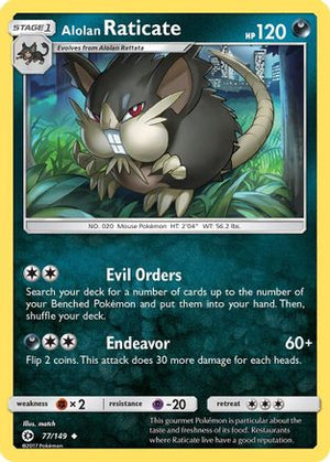 Alolan Raticate 077/149  - Reverse Holofoil SM Base Set - Uncommon