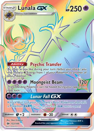 Lunala GX (Secret) 153  - Holofoil SM Base Set - Secret Rare