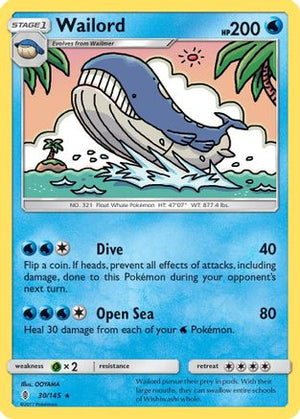 Wailord 030/145  SM  Guardians Rising - Rare