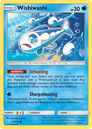 Wishiwashi 037/145  - Reverse Holofoil SM  Guardians Rising - Common