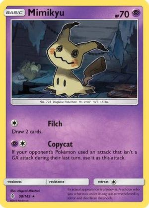 Mimikyu 058/145  - Holofoil SM  Guardians Rising - Holo Rare