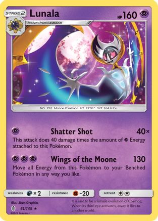 Lunala 061/145  - Reverse Holofoil SM  Guardians Rising - Rare