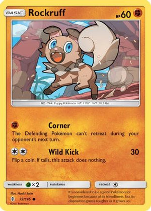 Rockruff 073/145  - Reverse Holofoil SM  Guardians Rising - Common