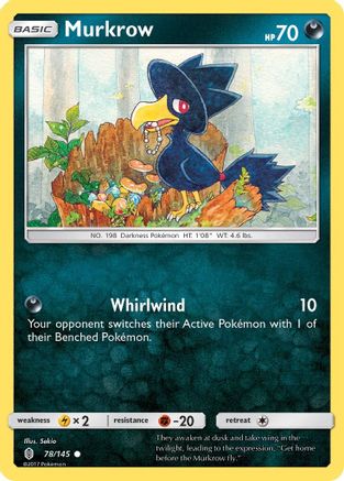 Murkrow 078/145  - Reverse Holofoil SM  Guardians Rising - Common