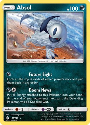 Absol 081/145  - Reverse Holofoil SM  Guardians Rising - Holo Rare