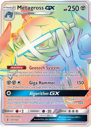 Metagross GX (Secret) 157  - Holofoil SM  Guardians Rising - Secret Rare