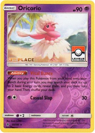 Oricorio (League Challenge) [3rd Place] 055/145  - Reverse Holofoil League & Championship Cards - Promo
