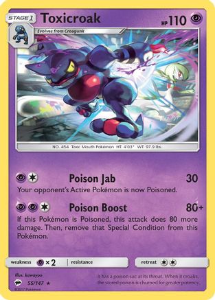 Toxicroak 055/147  SM  Burning Shadows - Rare