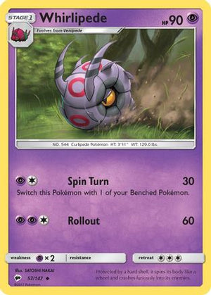 Whirlipede 057/147  - Reverse Holofoil SM  Burning Shadows - Uncommon