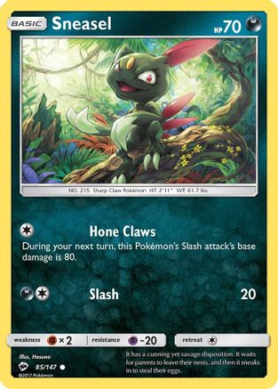 Sneasel 085/147  - Reverse Holofoil SM  Burning Shadows - Common