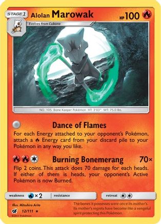 Alolan Marowak 012/111  - Holofoil SM  Crimson Invasion - Holo Rare