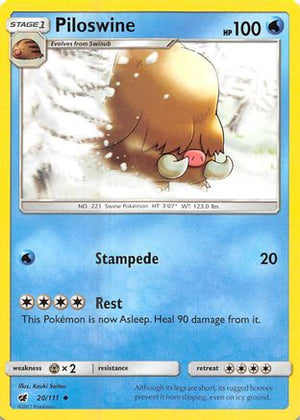Piloswine 020/111  - Reverse Holofoil SM  Crimson Invasion - Uncommon