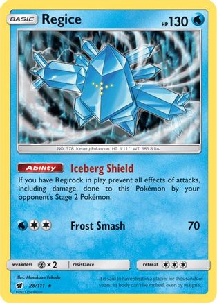 Regice 028/111  - Holofoil SM  Crimson Invasion - Holo Rare