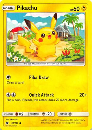 Pikachu 030/111  - Reverse Holofoil SM  Crimson Invasion - Common