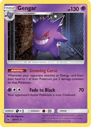 Gengar 038/111  - Reverse Holofoil SM  Crimson Invasion - Holo Rare